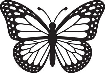 Black And White Butterfly Illustration Simple Vector Design Isolated On White Background
