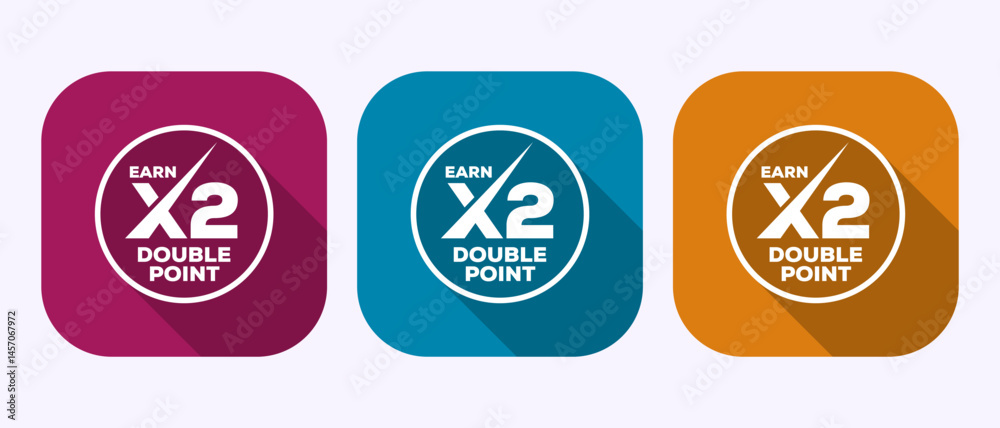 Fototapete earn x2 double point icon design illustration. earn x2 label badge sign in shadow button design