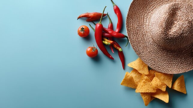 Spicy salsa preparation with tomatoes chili peppers and chips