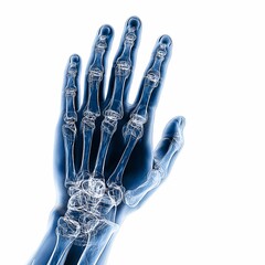 Naklejka premium Human Hand Anatomy Detailed XRay View isolated on white Background