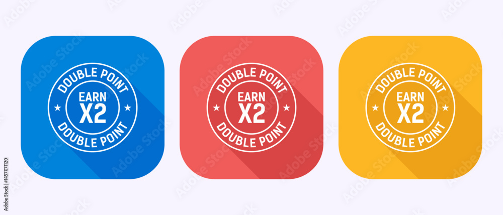 Fototapete earn x2 double point icon design illustration. earn x2 label badge sign in shadow button design