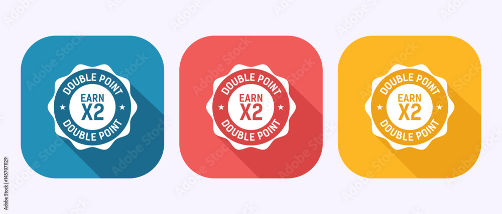 Fototapete earn x2 double point icon design illustration. earn x2 label badge sign in shadow button design