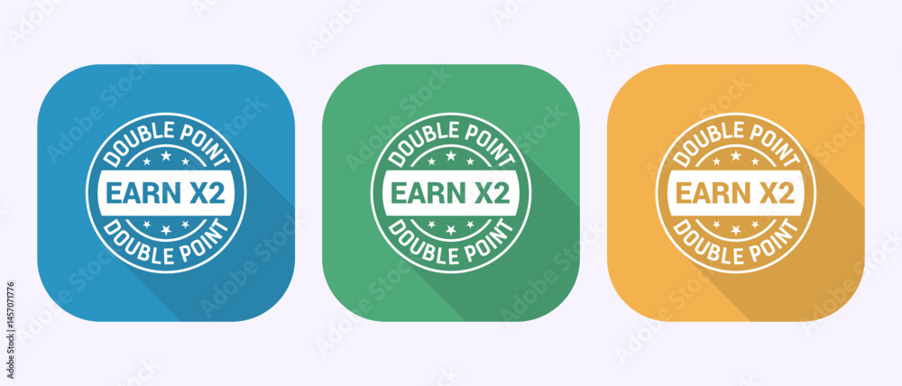 Fototapete earn x2 double point icon design illustration. earn x2 label badge sign in shadow button design