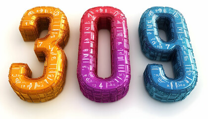 Colorful 309 numbers graphic design