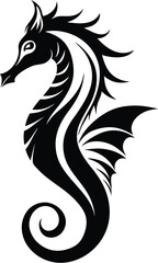 Seahorse silhouette, Seahorse vector silhouette an white background, marine animal vector