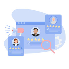 Human resources recruitment concept. Job interview illustration, recruitment agency, in flat style. Human Resources, Recruitment.