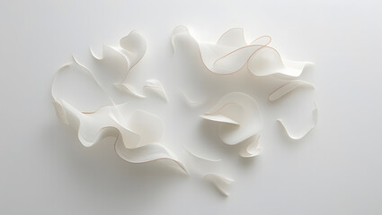 On a pure white background, a delicate composition of habit drawings with extremely low opacity, almost ethereal, is presented in a clean and minimalist arrangement, devoid of any effects or embellish