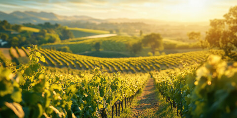 Stunning Vineyard Sunrise Golden Hour Landscape Photography