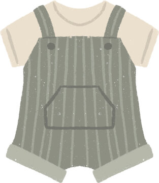 baby clothes set, green striped overalls clip art preview