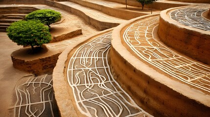tree with roots forming geometric patterns