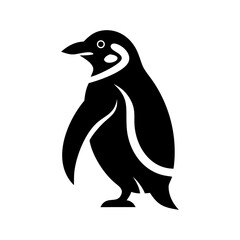 Fototapeta premium A penguin is shown in a black and white silhouette