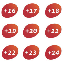 Age Sign Vector Icons Set – Milestone Numbers and Birthday Age Badges in Flat Design