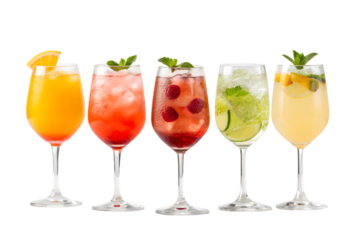 different glass of cocktail with lime