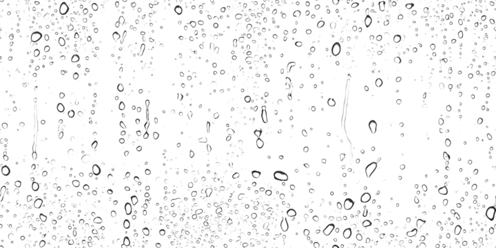 Close up view of water droplets on a transparent surface with a white background creates an abstract natural texture.