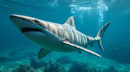 Obraz premium Concept requin et finance