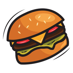 Cheeseburger cartoon style. Vector