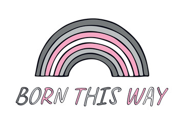 Colorful rainbow shape Demigirl pride flag Happy pride day LGBTQIA community Pride Month Vector hand drawn doodle for posters, stickers, logo, cards