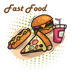 Full fast food combo set. Vector