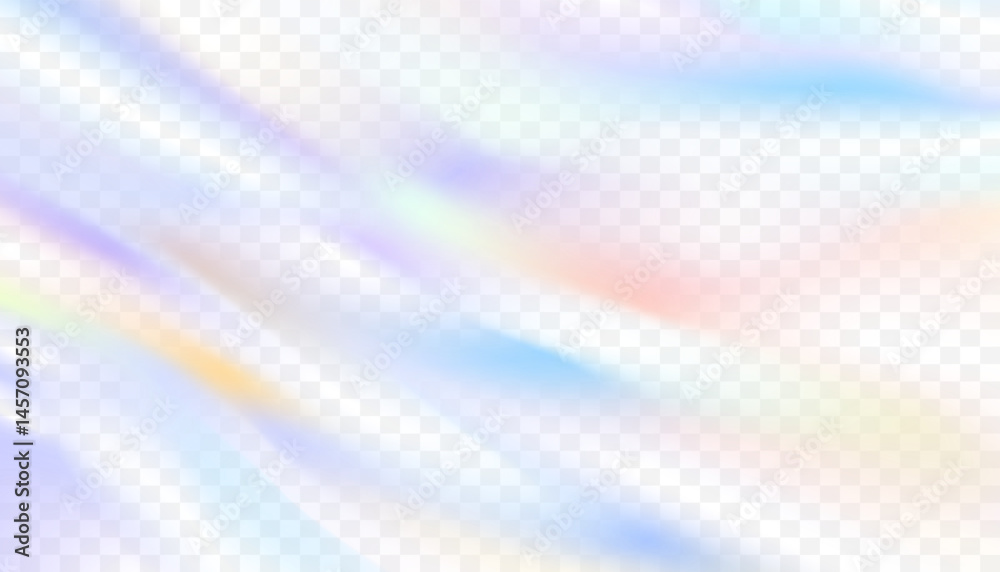 Aufkleber Rainbow light background,Colourful light prism effect overlay effect on transparent background for mockup.Vector Abstract light backdrop texture holographic crystal flare or shadow blurred iridescent
