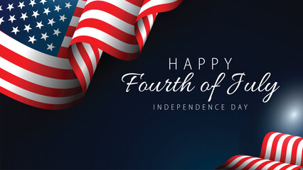 Happy Fourth of July Design with Realistic American Flag Draping