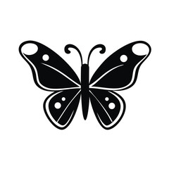 Abstract black silhouette butterfly on white background. Vector illustration