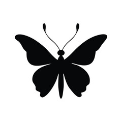 Abstract black silhouette butterfly on white background. Vector illustration
