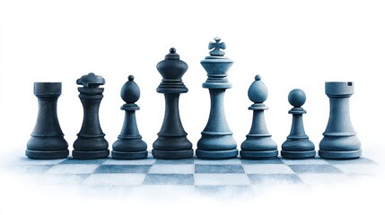 Watercolor Chess Strategy - Strategic planning, calculated moves, competitive advantage, calculated risks, and ultimate victory are symbolized in this artistic depiction of chess pieces