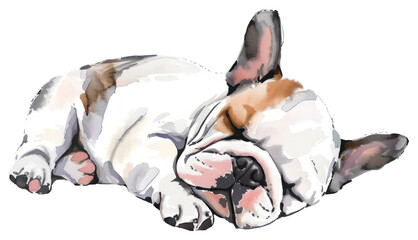 PNG Baby bulldog character illustration sleeping cute.