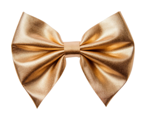 Elegant gold bow tie with satin finish for fashion accessories and formal wear, cut out - stock png.