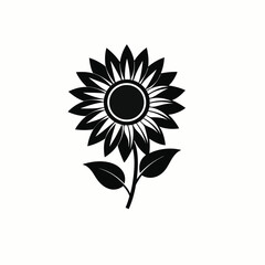 Daisy Flower Silhouette Icon – Black Outline on White Background