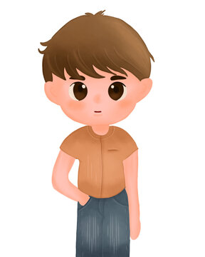 cute boy wearing brown shirt