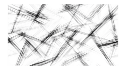 Abstract black brush strokes in dynamic crisscross patterns creating an artistic design element on a white and transparent background png.