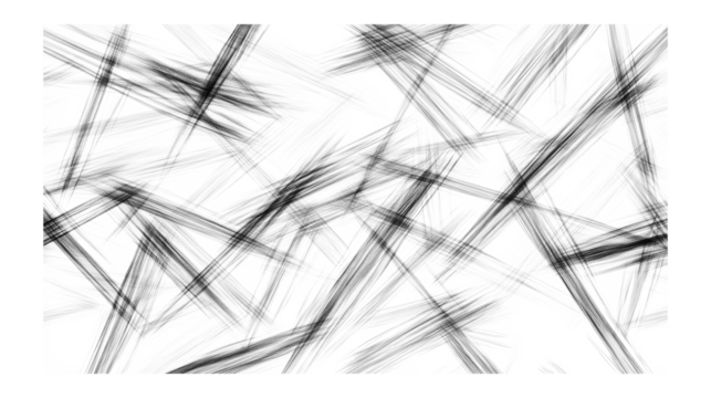 Abstract black brush strokes in dynamic crisscross patterns creating an artistic design element on a white and transparent background png.