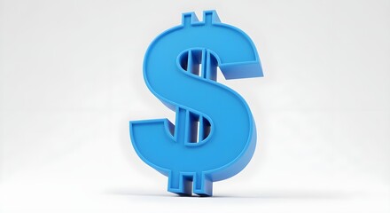 A vibrant blue dollar sign stands out against a simple white background.