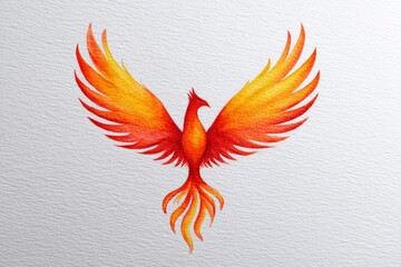 Obraz premium Watercolor Phoenix: Rebirth and Renewal - A vibrant watercolor painting of a mythical phoenix, symbolizing rebirth, hope, transformation, resilience, and immortality