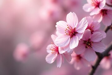 Fototapeta premium Delicate pink sakura blossoms, full bloom, soft petals , peaceful, delicate, romantic