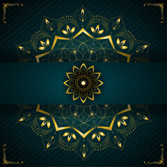 Intricate Hand-Drawn Geometric Mandala Design – Decorative Symmetrical Vector Art for Meditation, Yoga, and Creative Style with teal background for business, card, cover, greeting, corporate