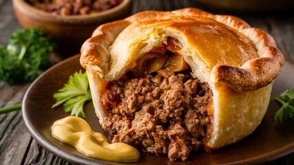 Traditional French-Canadian meat pie with spiced minced pork filling