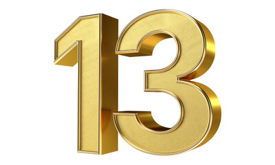 Bling Bling Diamond Gold Number thirteen 3D Text Effect