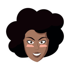Smiling woman with curly hair. Vector