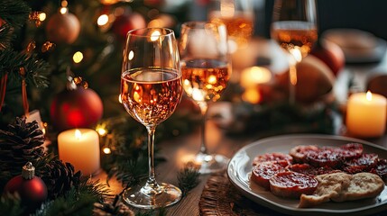 Winter Holidays Celebration â€“ Blurred Lights and Christmas Dinner Party -