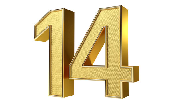 Bling Bling Diamond Gold Number fourteen 3D Text Effect