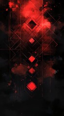 Abstract Red and Black Geometric Design Digital Art Background Wallpaper