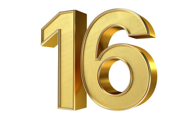 Bling Bling Gold Number 16 3D Text Effect