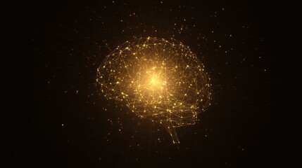 Glowing neural network with synaptic sparks, abstract brain hemisphere forming learning pathways - the essence of cognitive evolution