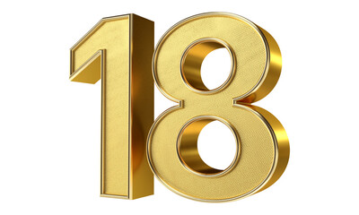 Bling Bling Diamond Gold Number 18 3D Text Effect
