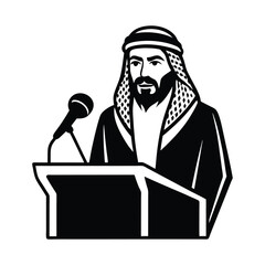 Arab Man Speaking at Podium Silhouette