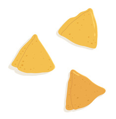 Crispy golden samosa isolated on white background. Flat vector illustration for food menu, packaging, or Indian cuisine design.