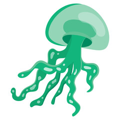 Jellyfish on an isolated white background. Flat sea creature illustration. Sea animal vector icon.