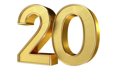 Bling Bling Diamond Gold Number 20 3D Text Effect